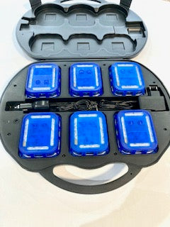 Lot de 6 lampes LED rechargeables à iode BLEU, éclairage de circulation d'urgence, lumière de sécurité ICS, carrée, fusée lumineuse, pour piste SAC