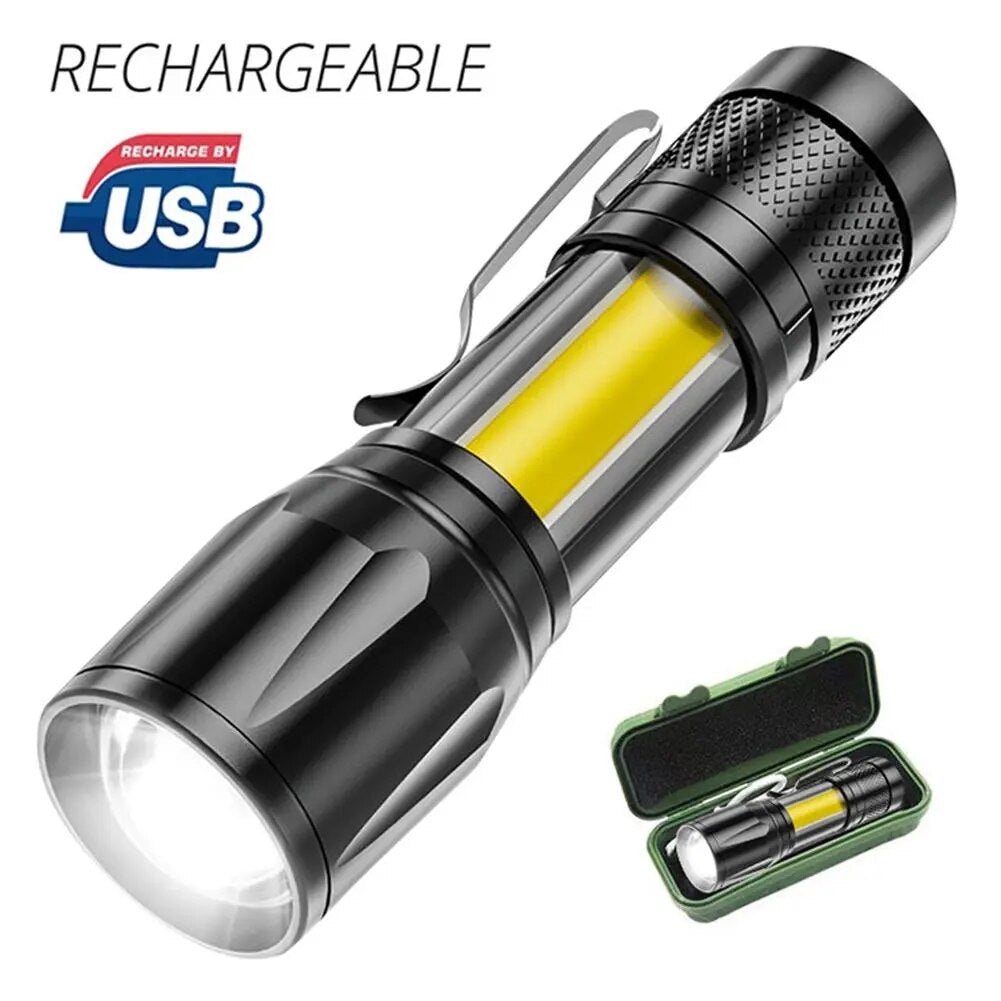 Lampe de poche puissante LED rechargeable avec étui-en Aluminium