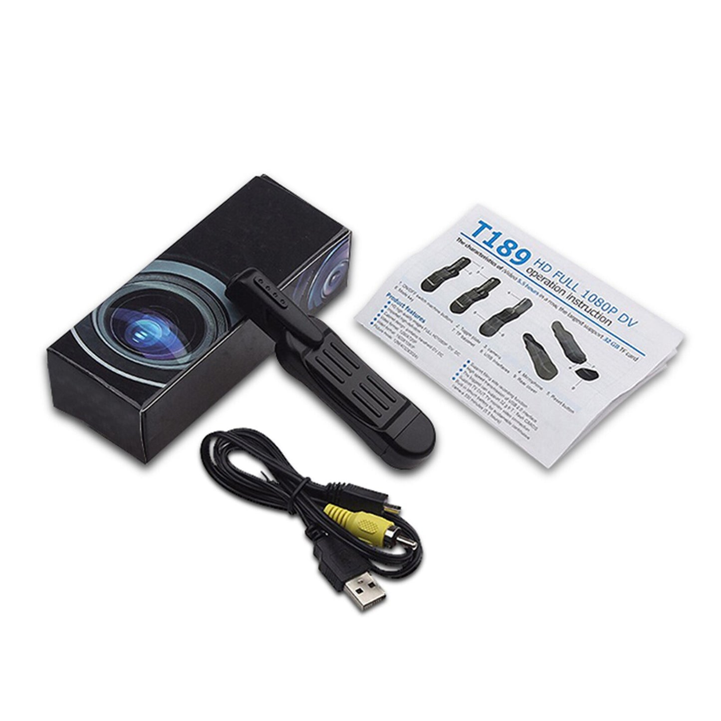 Mini caméra T189 Full HD 1080P, Mini DV, carte de 32 go